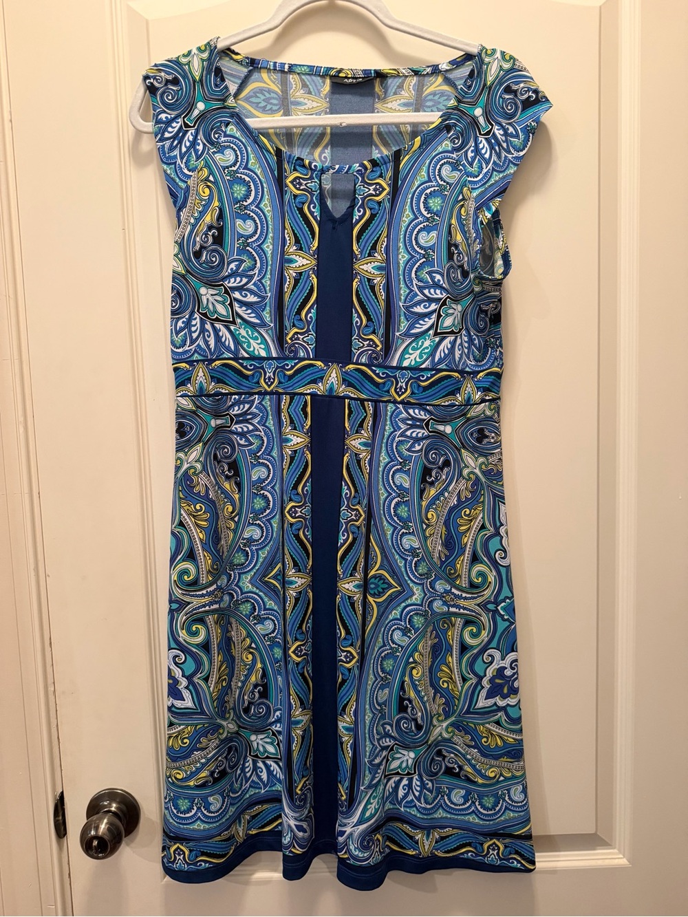 Apt. 9 Blue and Teal Paisley Fit-and-Flare Midi Dress - Picture 2 of 8